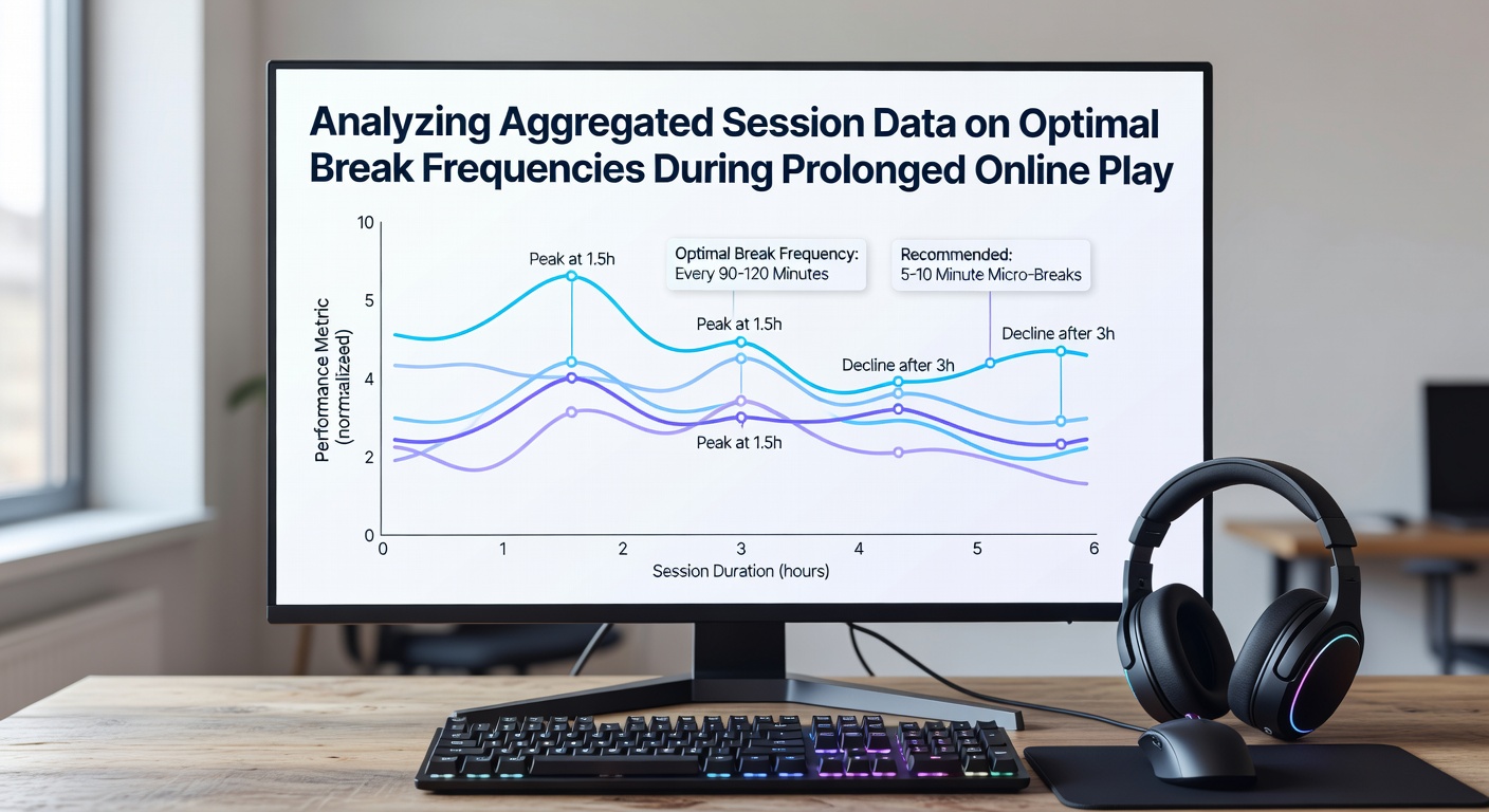 Visualization of session data trends showing player activity levels over extended online periods with break markers overlaid