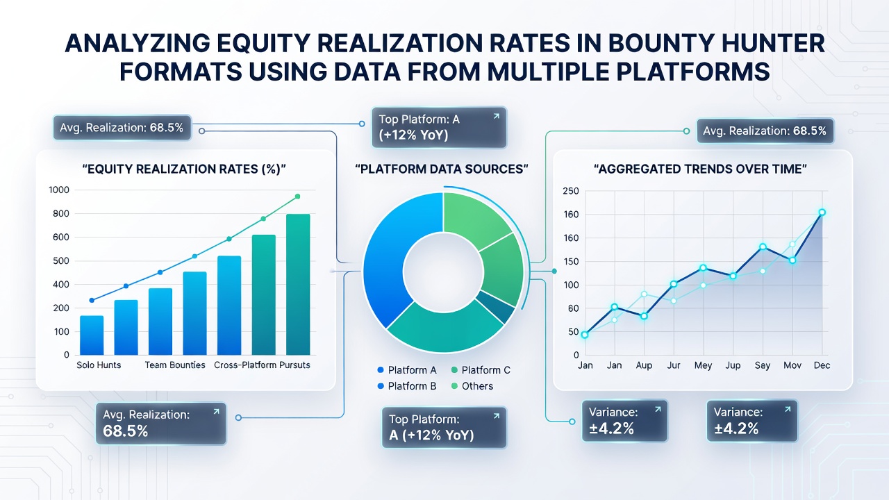 Graphs comparing equity realization percentages between bounty hunter and standard tournament formats on multiple poker sites