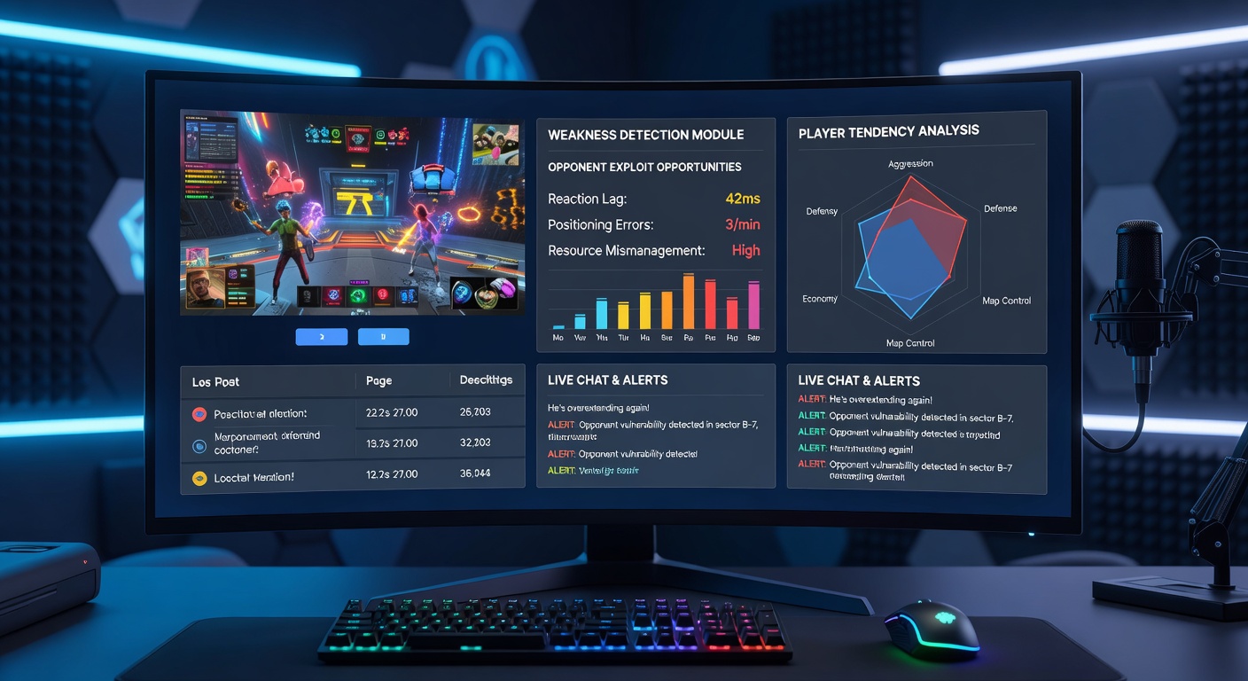A live-streamed poker table with overlaid custom interface elements highlighting player statistics and tendencies